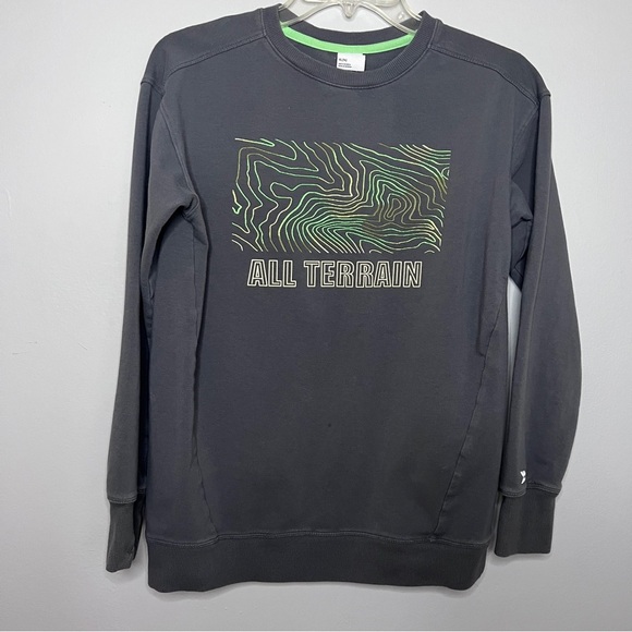 All in Motion Boys Gray Crewneck Sweater with Bold Green Design Size 14 EUC - Picture 1 of 5